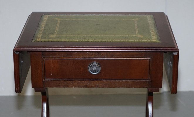 Vintage Green Leather Side Table For, Vintage Leather Top Side Tables