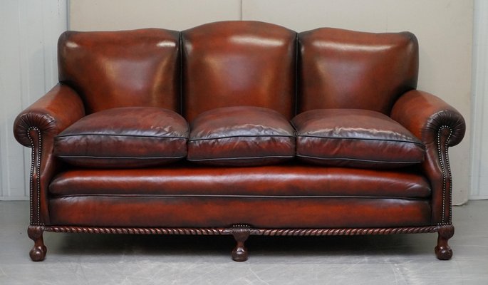 Victorian Brown Leather Sofa For