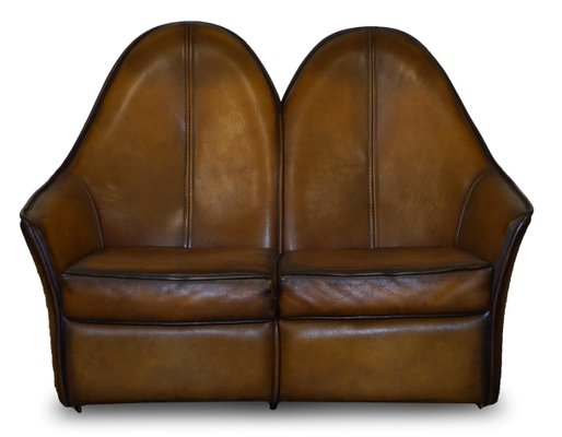 Brown Leather Sofa For At Pamono, Curved Leather Couches