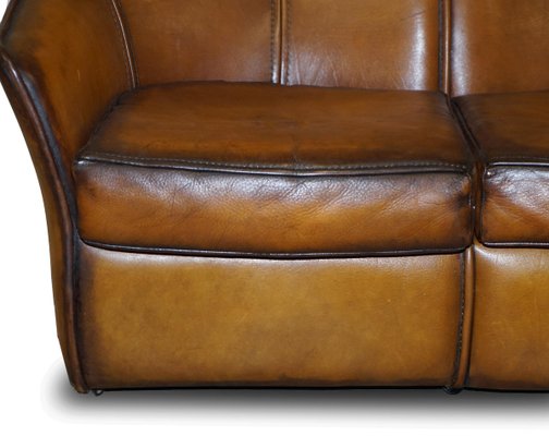 Brown Leather Sofa For At Pamono, Curved Leather Power Recliner Sofa