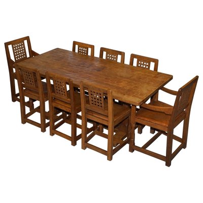 Dining Table Chairs By Robert Mouseman Thompson 1968 Set Of 9 For At Pamono Robert Mouseman Thompson 1968, Folding Dining Table With Chairs Inside Australia