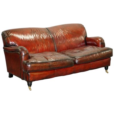 Reddish Brown Leather Sofa For At, Brown Leather Settee