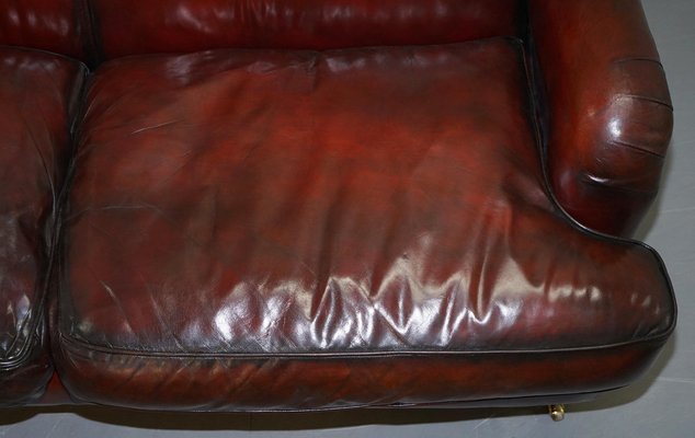 Reddish Brown Leather Sofa For At, Semi Aniline Leather Sofa