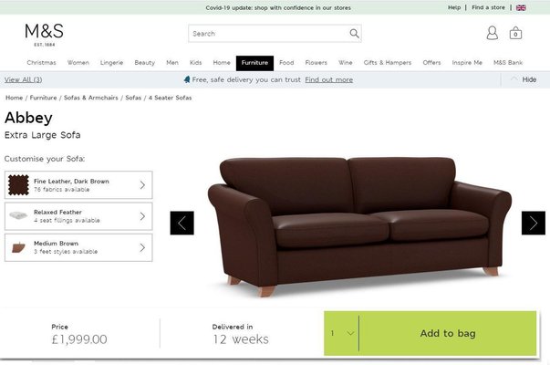 Abbey Brown Leather Sofa with Armchair from Marks Spencers Set