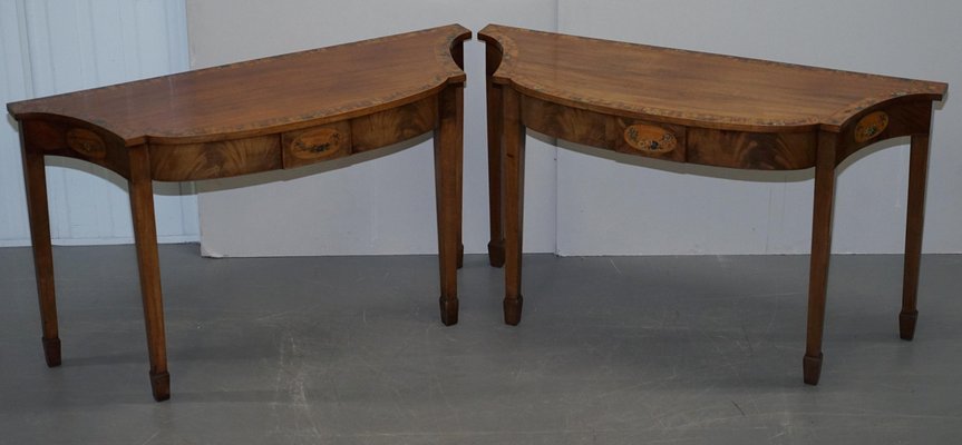 Tulip Wood Console Tables 1780s Set, Yew Console Table