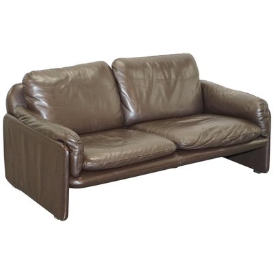 Danish Brown Leather Sofa For At, Leather Studded Sofa Set Costa Rica