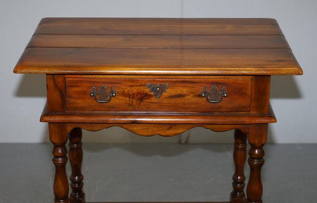 Large Hardwood Side Table with Single Drawer Campaign from Theodore Alexander