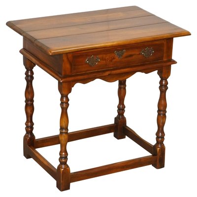 Large Hardwood Side Table with Single Drawer Campaign from