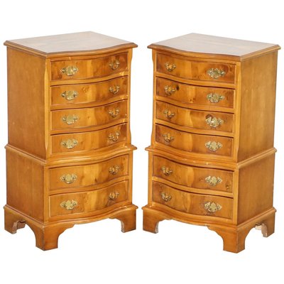 Small Burr Yew Wood Tallboy Chests Of, Tallboy Dresser And Bedside Table Set