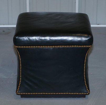 Black Leather Florence Ottoman, Black Leather Footstool