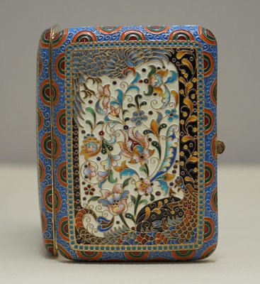 Large Antique Russian Silver, Gilt & Cloisonné Enamel Cigarette Case