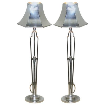 Tall Machine Age Polished Chrome Plated, Tall Silver Table Lamp Base
