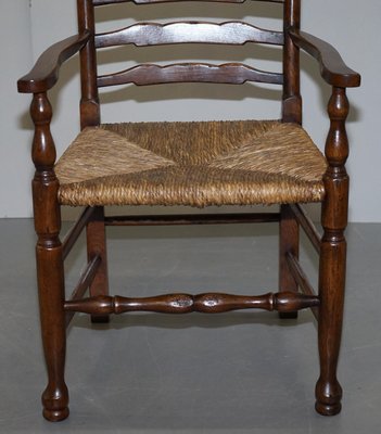 Oak Rush Seat Dining Chairs 1880s, Ladder Back Bar Stools With Rush Seats