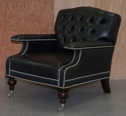 Alfred Black Leather Chesterfield, Ralph Lauren Leather Chairs