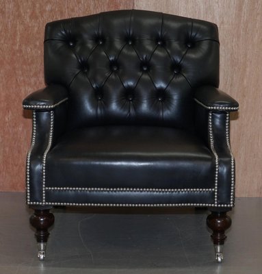 Alfred Black Leather Chesterfield, Black Leather Club Sofa