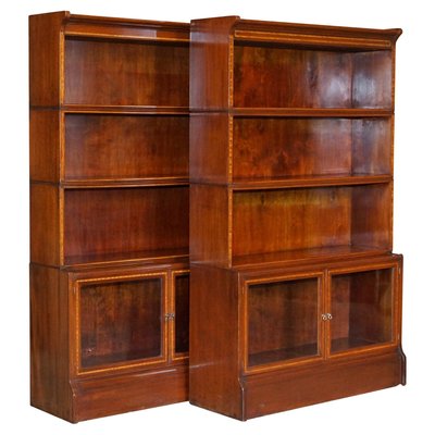 Antique Hardwood Satinwood Walnut Legal Bookcases from William