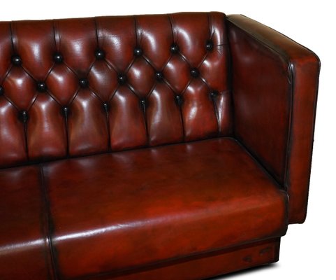 4 5 Seater Chesterfield Brown Leather Sofas Set of 2 for sale at