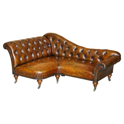 Victorian Chesterfield Brown Leather Corner Sofa From Howard Sons For At Pamono Victorian Chesterfield Brown Leather, Chesterfield Style Corner Sofa Leather