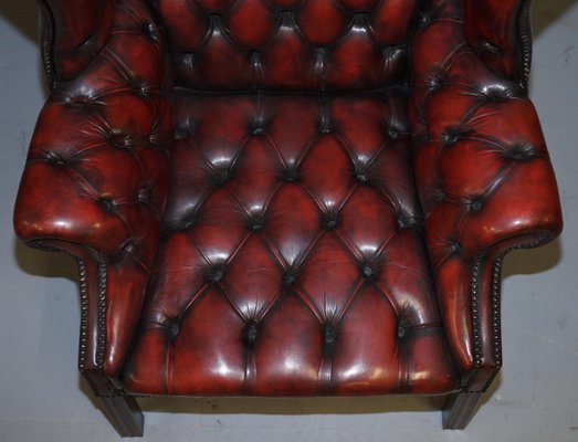 Oxblood chesterfield on sale wingback chair