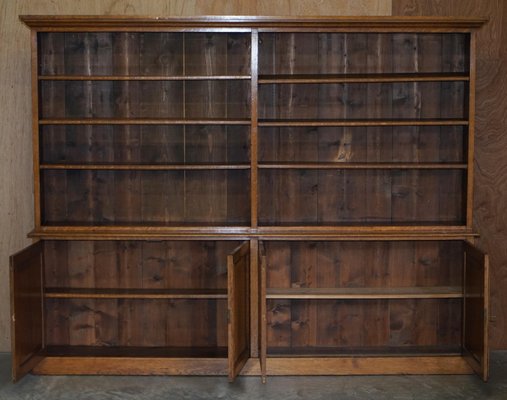 Large Antique Victorian Oak Library, Oak Library Bookcase