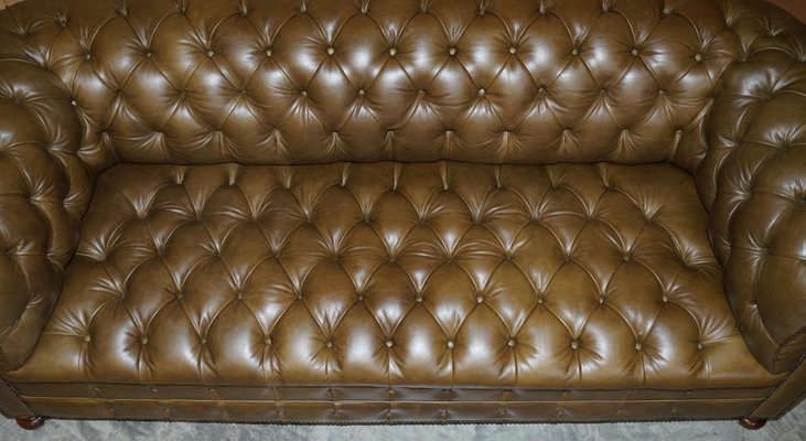Vintage Chesterfield Olive Green, Green Leather Chesterfield Sofa