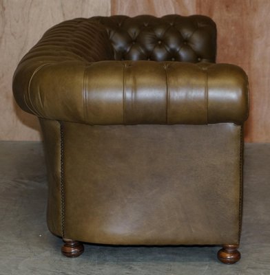 Vintage Chesterfield Olive Green, Leather Sofa Green Armchair