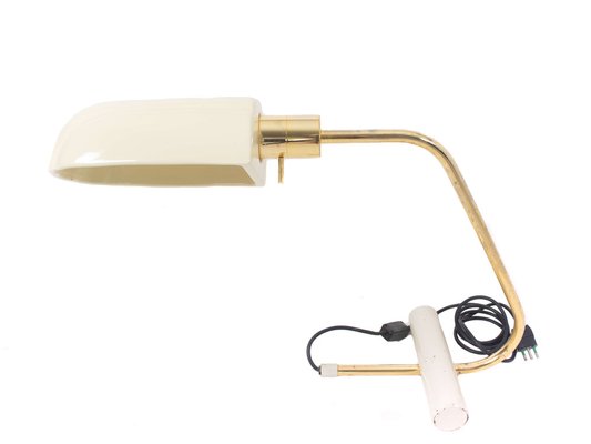Lampe De Chevet Rétro – Abat-jour Verre, Pied Céramique, Structure Laiton – Occasion