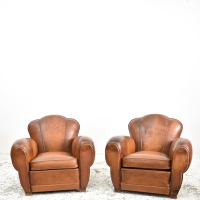 French Leather Club Chairs Set Of 2, Parisian Leather Club Chair