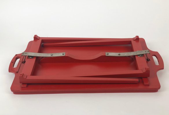 Folding Wooden Tray Table in Burnt Orange Colour Austria 1930s