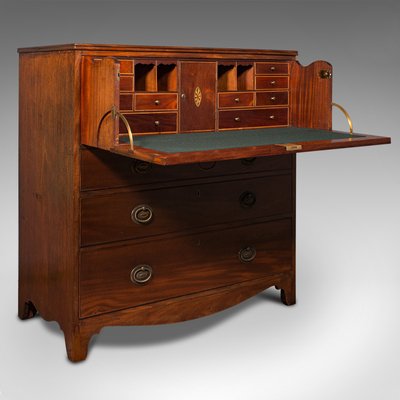 Antique Georgian English Secretaire, Antique Wood Desk Cabinet