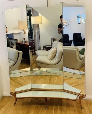 Italian Triple Floor Standing Mirror, Floor Standing Mirror Wood
