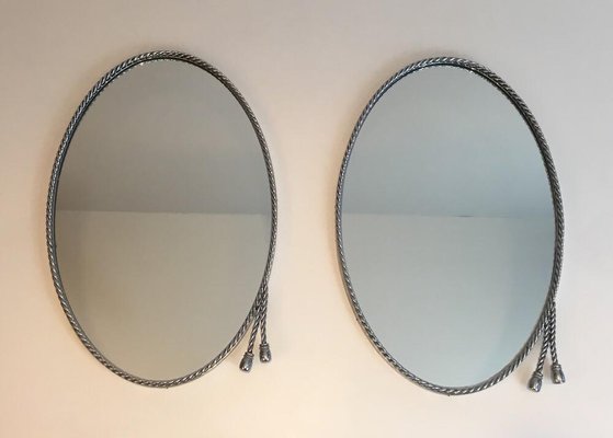 Espejos ovalados plateados para Maison Bagués. Juego de 2 en venta en Pamono