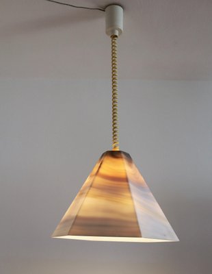 Mid Century Pendant Lamp in Glass with Marble Effect Curly Cable