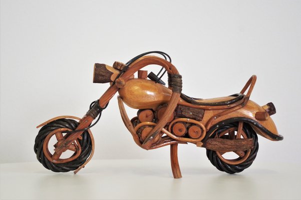 Handcrafted Wooden Harley Davidson Type Motorcycle 1950s