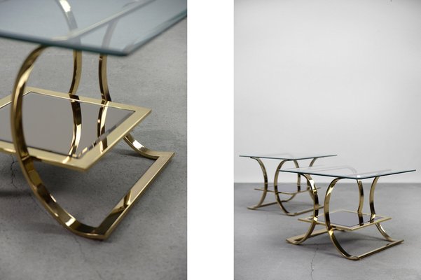 Glass coffee table gold base discount