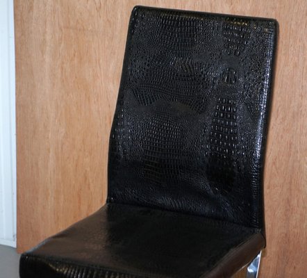Chrome Black Faux Crocodile Leather, Crocodile Leather Furniture