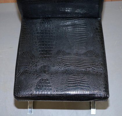 Chrome & Black Faux Crocodile Leather Dining Chairs, Set of 8 for sale at  Pamono