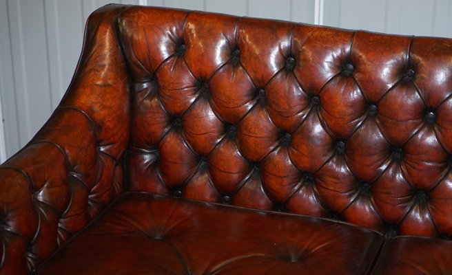 Whisky Brown Leather Sofa 1900s For, Studded Leather Couch
