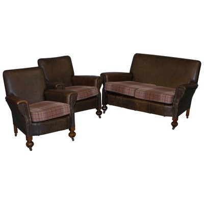 Brown leather 2024 loveseat for sale