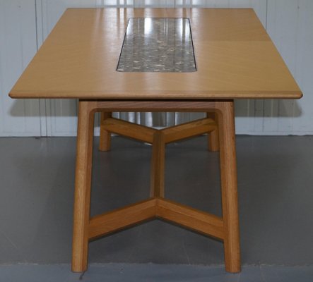 Sycamore Wood and Marble Newlyn Hayrake Dining Table from David
