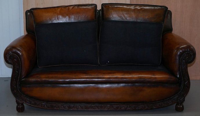 Brown Leather Two Seat Sofa For At, Leather Alligator Sofa Set