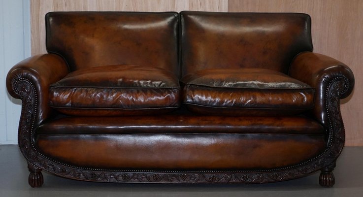 Brown Leather Two Seat Sofa for sale at Pamono