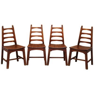 Mid Century Red Oak Dining Chairs Set, Red Oak Dining Room Set