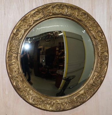 Nautischer Regency Convex Spiegel aus vergoldetem Holz & Gips bei
