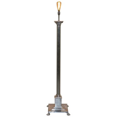 Vintage Silver Plated Corinthian Pillar, Pillar Floor Lamp