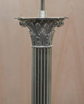 Vintage Silver Plated Corinthian Pillar, Asian Column Floor Lamp