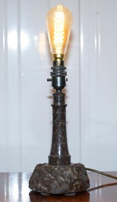 Vintage Cornish Serpentine Marble, Lighthouse Table Lamp Large Size