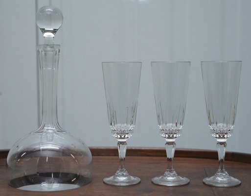 Hardwood Drinks Table with Crystal Decanter & Glasses Wheels, 1860s