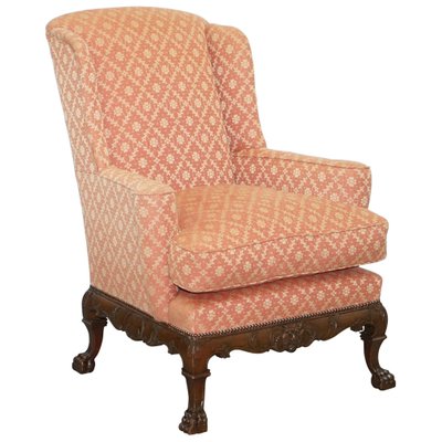 19th Century Wingback Armchair In, Antique Wooden Wingback Chair
