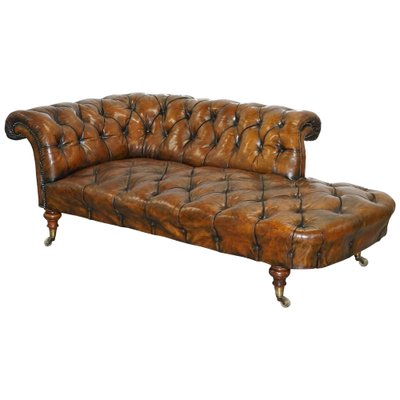 Brown Leather Chesterfield Chaise Lounge from Howard Sons